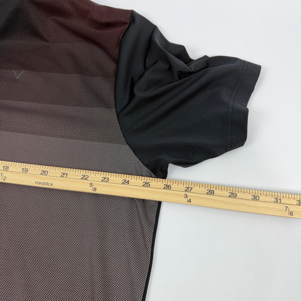 Callaway Opti-Dri Mens‎ XL Polo Shirt Black Burgundy Gradient Stripe Golf Top - Picture 6 of 9